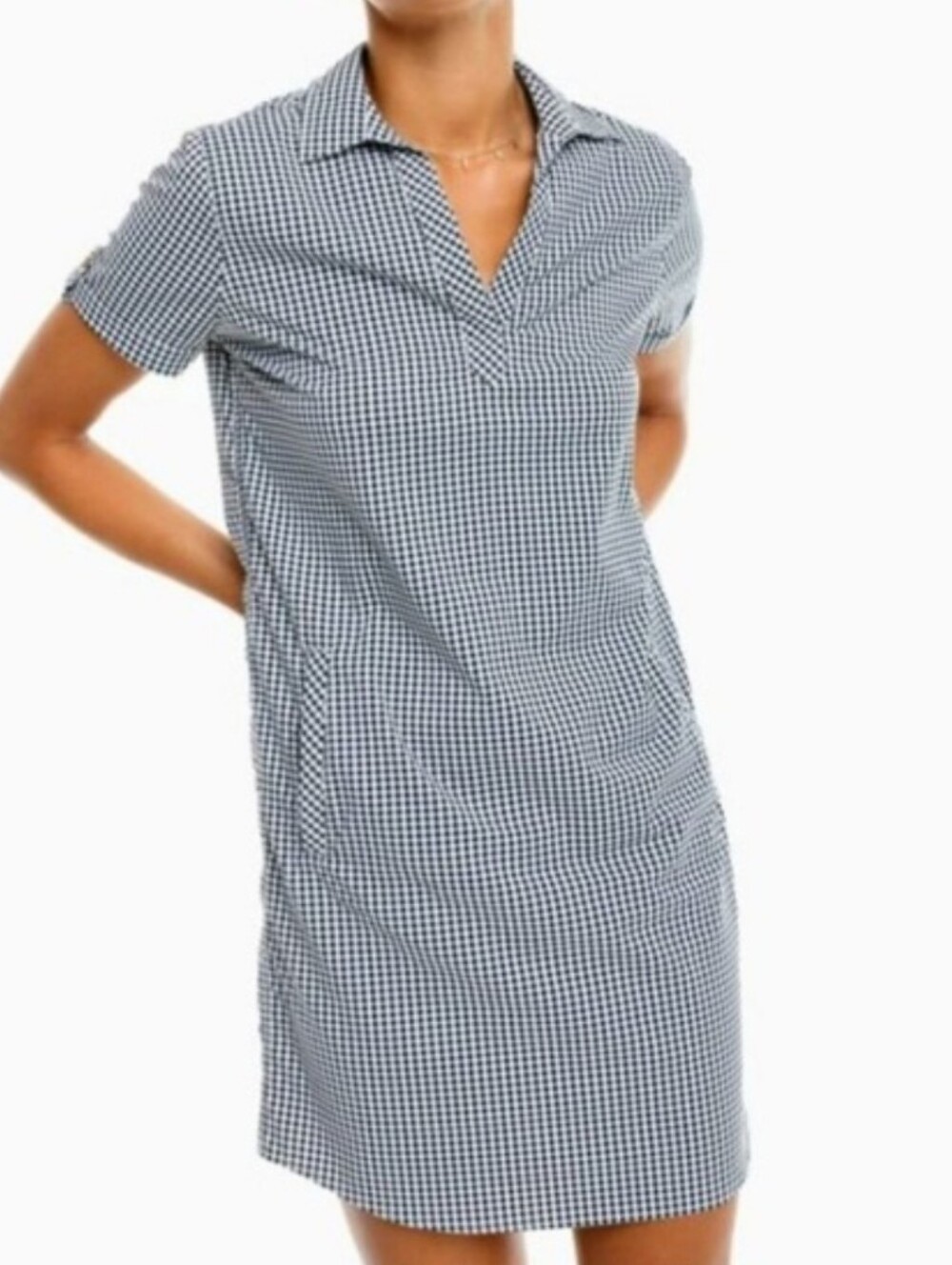 Southern Tide Blue & White Gingham Nautical Preppy Collared Shirt Dress, XS
